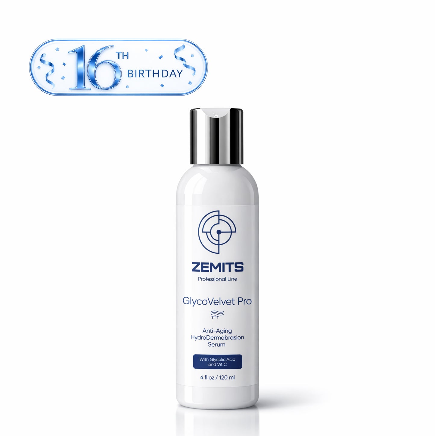 Zemits GlycoVelvet Pro HydroDermabrasion Serum with Glycolic Acid and Vitamin C, 4 FL OZ
