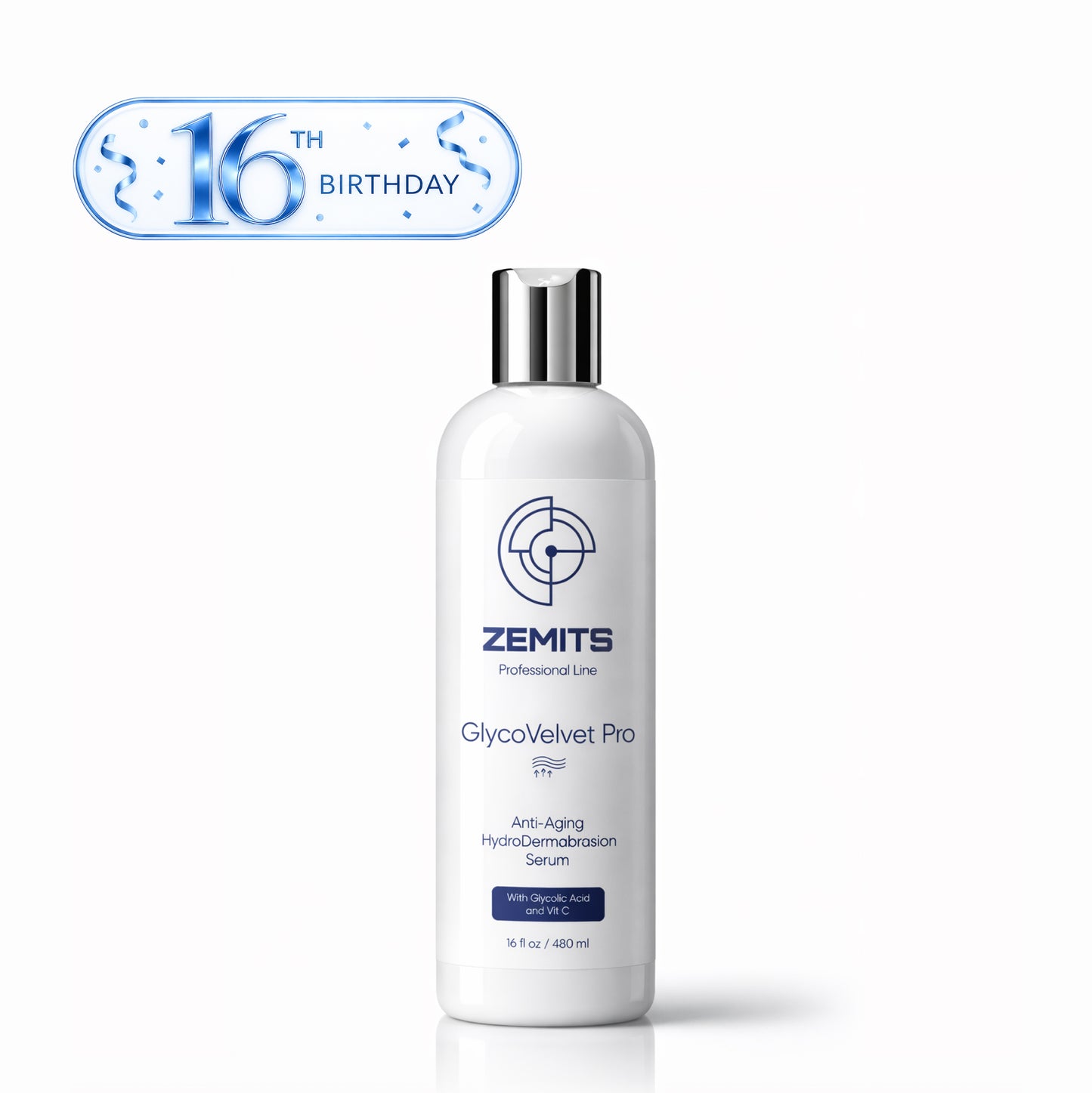 Zemits GlycoVelvet Pro HydroDermabrasion Serum con ácido glicólico y vitamina C, 16 FL OZ