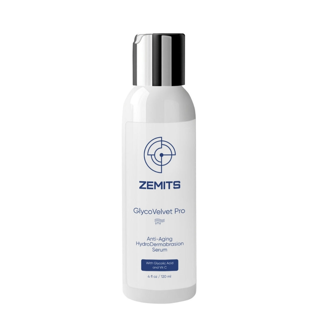 Zemits GlycoVelvet Pro HydroDermabrasion Serum com ácido glicólico e vitamina C, 4 FL OZ