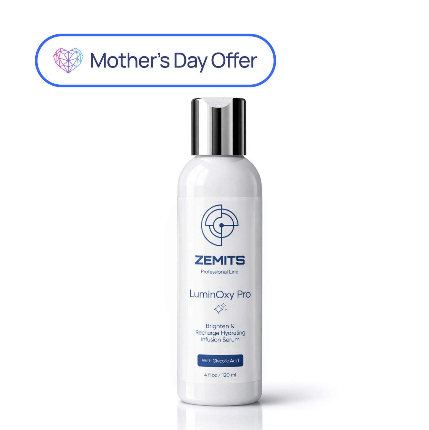 Zemits LuminOxy Pro Brighten &amp; Recharge soro de infusão hidratante com ácido glicólico, 4 fl oz