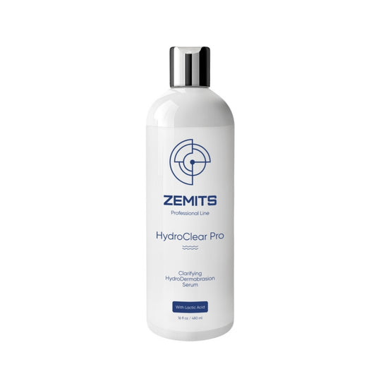 Soro de hidrodermoabrasão clarificante Zemits HydroClear Pro com ácido láctico, 16 fl oz 